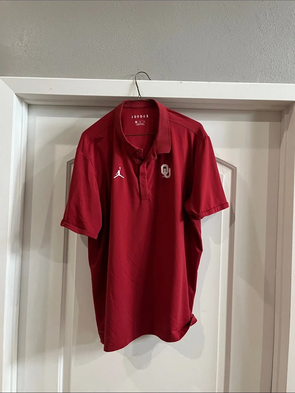 Jordan Men's Crimson Athletic Polo with OU Logo